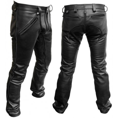 Mister B FXXXer Jeans All Black pantaloni leather in pelle