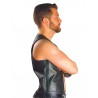 Mister B Muscle Vest Black Strip gilet leather pelle