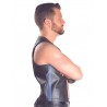 Mister B Muscle Vest  Blue Strip gilet leather pelle