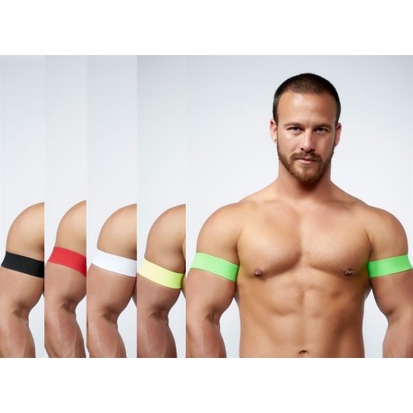Mister B URBAN Club Biceps Bands set di due bande per i bicipiti rosso nero bianco giallo neon verde neon